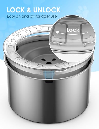 Heouvo 2.6 Gallon Large Dog Water Bowl No Spill,【Anti Digging Lid & Rubber Bottom】 Spill Proof Dog Bowl, Anti Splash Mess Dripless Slow Drinking Stainless Steel Water for Sloppy Messy Drinkers Car - color: Gray, size: 10L