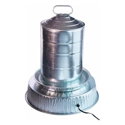 Farm Innovators Heated Base for Double Wall Metal Founts Poultry Waterer, 125W Outdoor Water Bowl Heater for Chickens, Turkeys, Ducks, and Geese
