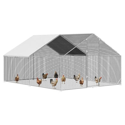Large Walk-in Chicken Coop with Chicken Run, Galvanized Poultry Enclosure with Waterproof Anti-UV Cover and Security Lock, Ideal for Rabbit, Duck, Backyard and Farm Yard，13.1'x 9.8'x 6.6' - size: 157.7"L x 117.6"W x 78.7"H
