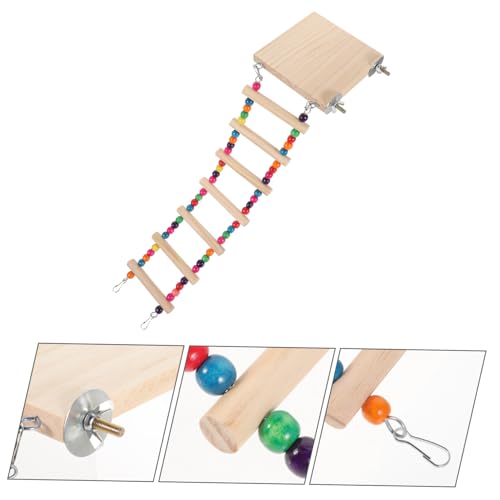 Happyyami Parrot Climbing Ladder Perch Platform Bird Biting Toy for Birds for Parakeets Cockatoos and Macaws Fun and Engaging - size: 43x10cm