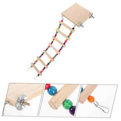 Happyyami Parrot Climbing Ladder Perch Platform Bird Biting Toy for Birds for Parakeets Cockatoos and Macaws Fun and Engaging - size: 43x10cm