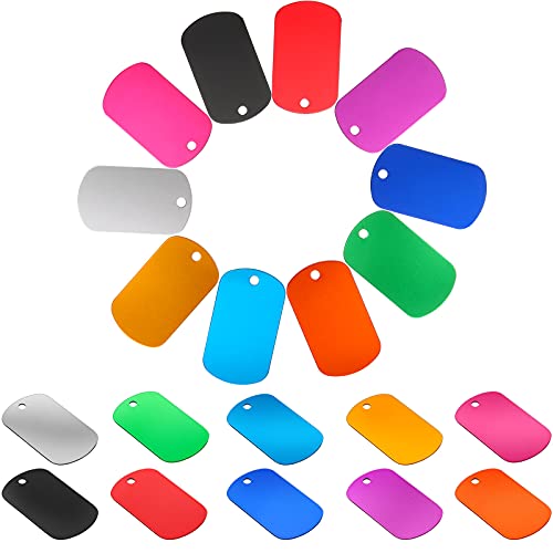 Ferraycle 50 Pieces Aluminum Dog Tags, Blank Discs for DIY Decorative Craft Pet Tags, Metal Stamping, Multicolor, 50 x 29 x 1 Mm, 3 mm Hole - color: Multicolor