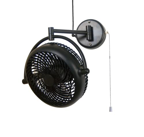 Vento VIVI-DC 10 In. Wall Mount Swivel fan with Folding Arm (Black) - color: Black