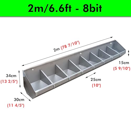 Heavy-Duty Weatherproof Stainless Steel Pig Feeders & Waterers, 2m/6.6ft Troughs for Farm, Yard, Shed, Pasture - Durable Livestock Feeding Solutions - size: 2m/6.6ft - 7bit
