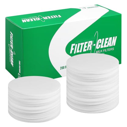Hahafelt 200 Pack Milk Filter Discs Quick Flow Non-gauze Small 4-9/16" Od Replacement Filters Disks for Raw Milk Strainer 200 Discs Per Box