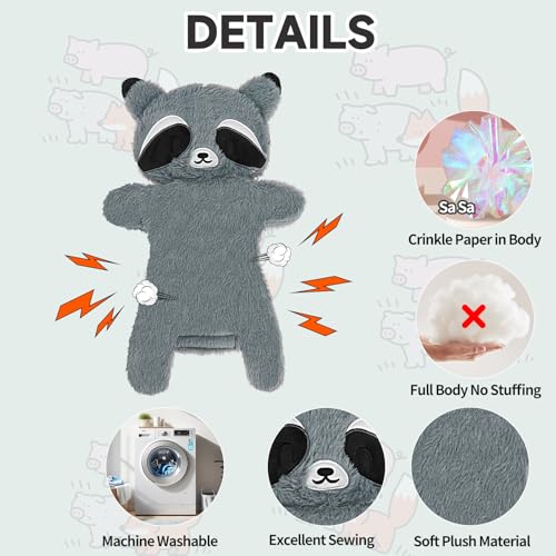 Mihachi No Stuffing Crinkle Dog Toys,2-in-1 Holds Water Bottles-Cruncher with Puncture Resistant Squeaker, Dog Squeak Toys Plush Dogs Chew Toy for Small Medium Large Breed Chewer, Raccoon - color: Raccoon
