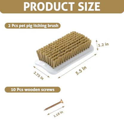2-Pack Pig Enrichment Scratch Brush – Stress Relief for Pets | Self-grooming tool for mini pet pigs. Helps increase enjoyment. Suitable for pigsties, fences, Wooden Stakes and courtyards