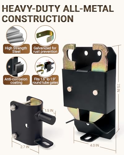 2 Way Farm Gate Latch, Heavy-Duty Fence Gate Latch with Self-Locking Nut, Black Livestock Gate Latch Compatible with Horse Corrals, Farms, Pastures, Stables, Ranches - size: 1PC