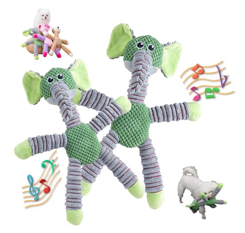 2026 Upgraded Dog Toys for Aggressive Chewers,Squeaker Inside Interactive Chew Toy with Hypoallergenic Filling | Oeko-TEX Certified Boredom Buster & Cuddle Companion(7.9 * 14.9in) (2 Pack，Elephant) - color: green