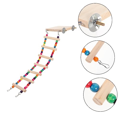 Happyyami Parrot Climbing Ladder Perch Platform Bird Biting Toy for Birds for Parakeets Cockatoos and Macaws Fun and Engaging - size: 43x10cm