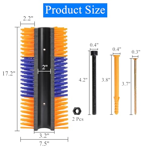 Cididu Livestock Scratch Brush, Cow Brush Scratcher with 4 Screws | Horse Brushes for Grooming, Livestock Scratching Post Horse Grooming Supplies Back Scratching for Cattle Goat Sheep Elk Pig