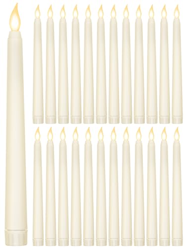 Treela 24 Pcs Flameless Taper Candles Battery Operated Bulk Fake Candles Light LED Candle Sticks Flickering Tapered for Easter Wedding Anniversary Decoration(Basic,8 Inch,Ivory) - color: Ivory, size: 8 Inch, style: Minimalist