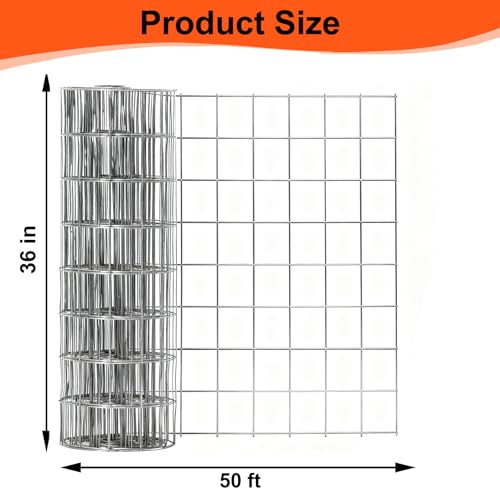 Wire Mesh Roll for Poultry Cages 36IN x50FT- Heavy Duty Fencing Net for Farm Garden Animal Plant Protection, Chicken Wire Fence, Easy to Install Fencing for Rabbits, Birds, Vegetables (Silver) - color: Silver