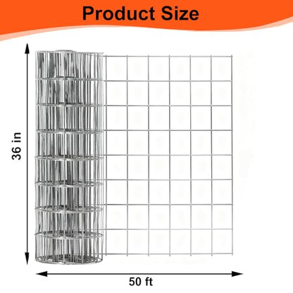 Wire Mesh Roll for Poultry Cages 36IN x50FT- Heavy Duty Fencing Net for Farm Garden Animal Plant Protection, Chicken Wire Fence, Easy to Install Fencing for Rabbits, Birds, Vegetables (Silver) - color: Silver
