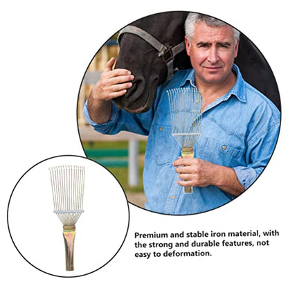BESPORTBLE Metal Cattle Hair Rake for Horse Grooming Medium Livestock Brush for Shedding and Cleaning Horses Cattle and Donkeys Comfortable Comb with Fine Grinding for Massage