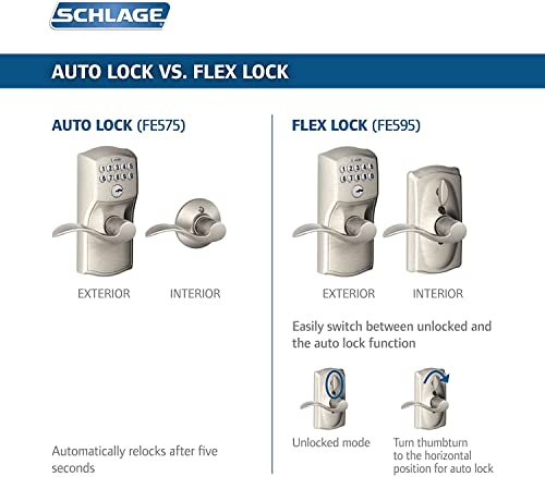 Schlage Camelot Keypad Lock with Lever Handle, Electronic Keyless Door Entry, Auto‑Lock Enabled, Aged Bronze, FE575 CAM 716 ACC - color: Aged Bronze, size: Accent Lever