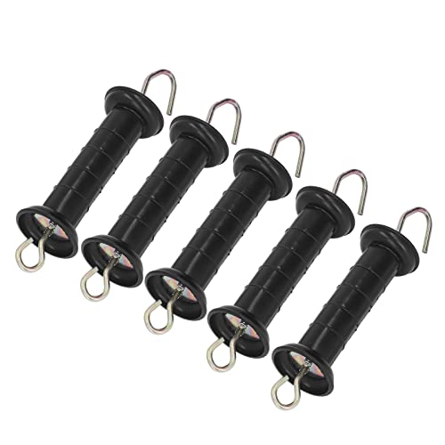 4Pcs Electric Fence Gate Handle, Black Steel PP Insulated Grip Bar for Pasture Ranch Spring Connector