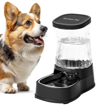Gardner Pet Automatic Dog Water Dispenser Gravity Stainless Steel Water Waterer Feeder, 100% BPA-Free Large Capacity Water Feeding Bowls for Medium & Large-Sized Dogs Cats Other Pets -(1 Gallon) - color: Dark, size: 1 Gallon