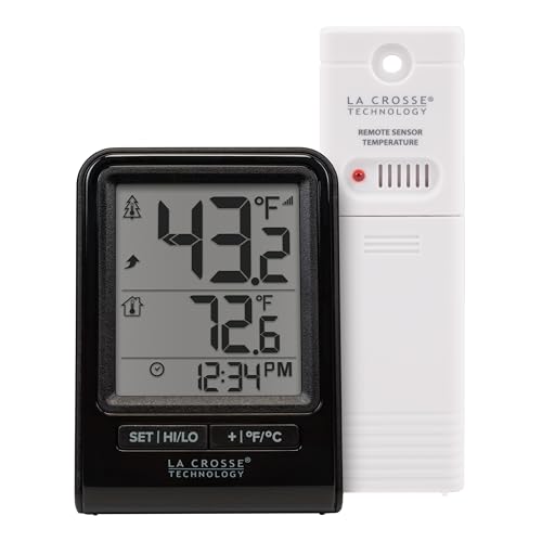 La Crosse Technology 308-1409BNH-CBP Battery Operated Wireless Digital Thermometer - Black - color: Black