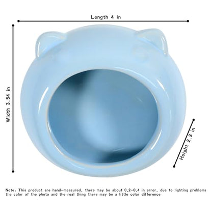Ceramic Small Pet Hamster Food Bowl – Spill-Proof Guinea Pig & Hedgehog Dish – Durable, Easy to Clean, Non-Tip Design for Small Pets (Blue) - color: Blue