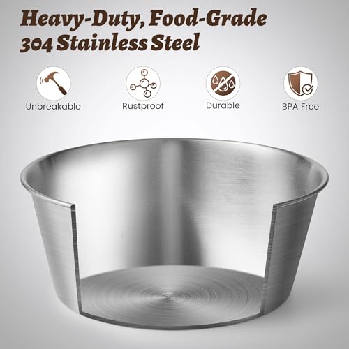 Heavy-Duty Stainless Steel Dog Bowl - Food Grade 304, Rustproof & BPA Free - Easy to Clean, Dishwasher Safe -Large (64oz, 8 Cups) Sizes for Dogs 80-110lbs - color: Basic Bowl, size: 8 Cups