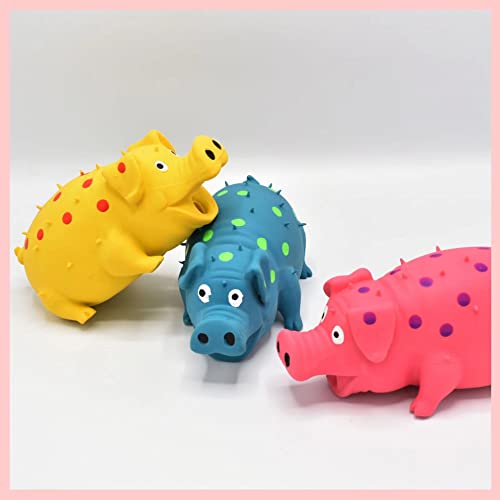 Squeaky Pig Dog Toys, 2 Pack Grunting Pig Dog Toy that Oinks Grunts for Small Medium Large Dogs, Grunting Pig Sound Play Dog Toy - color: Red and Yellow
