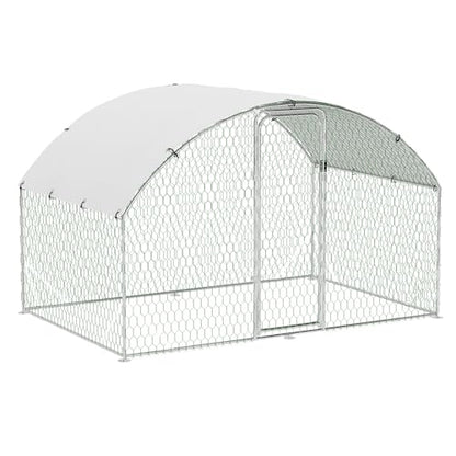 Garvee Metal Chicken Run, 9.8 x 6.5 x 6.5 Ft Metal Chicken Coop for Yard with Waterproof and Anti-Ultraviolet Cover, Dome Roof Walk in Chicken House, Poultry Cage for Hen, Duck and Rabbit - size: 118.1"L x 78.7"W x 78.7"H