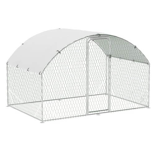 Large Metal Chicken Coop, Outdoor Chicken Runs for Yard with Cover,Large Chicken Run with Upgrade Tri-Supporting,Waterproof and UV-Resistant,Walk-in Poultry Cage for Farm Yard(9.8'l x 6.5'w x 6.5'h) - size: 9.8 x 6.5 x 6.5 FT