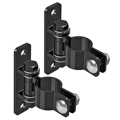 Insaga Gate Hinges Heavy Duty Carbon Steel Chain Link Fence Parts Electroplated Finish, Removable Bolts for Wall Mount, Fits 1-5/8'' Outer Diameter Pipes/Posts for Farm, Fence Gate (2Pack, Black) - size: 1-5/8''
