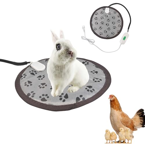 Rabbit Guinea Pig Heating Pad for Small Animal,Squirrel Hedgehog Chinchilla Bed Mat,Fire Retardant Chicks Chicken Heated Bed with Chew Resistant Steel Cord (Black, Dia 12inch) - color: Black