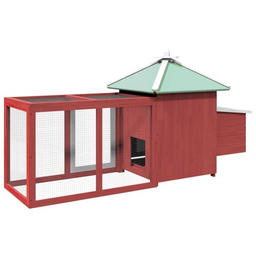 Large Chicken Coop 74.8 x 74.8 x 40.2 in Red Firwood Outdoor Run Hen House Enclosure with Weatherproof Roof, Sturdy Galvanized Frame, Rustic Finish for Backyard, Garden, Farm - color: Red