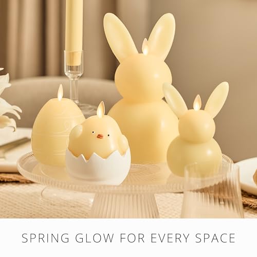Luminara Hatching Easter Chick Candle - 3.3" x 4.3" - Flameless Real-Flame Holiday-Inspired Decor - AA Batteries - Flickering LED Flame - color: Yellow
