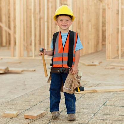 AYKRM Kids High visibility viz vest hi vis viz reflective safety vests - color: Orange, size: 10-14Y