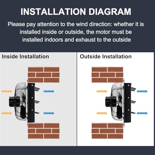 Criditpid 10 Inch Shutter Exhaust Fan with Speed Controller Switch, 820 CFM High Speed Vent Fans, 1700 RPM Wall Mounted Kitchen Exhaust Fans, Vent Fan for Attic, Gable, Shed, Garage Ventilation, Black - color: with Speed Controller, size: 10 Inch Exhaust