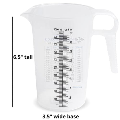 32oz (1 Quart) Measure Pitcher with Convenient Conversion Chart – Extra Strong Food Grade – Great for Cooking, Home Hobbies, Shop Oil and Fluids, Spa Chemicals with High Chemical Resistance by Turnah - size: 32oz