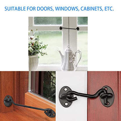 3” Barn Door Lock Gate Latch 5 Pack,Privacy Hook and Eye Latch, Easy Lock for Wooden Fence, Screen Door, Outdoor Fence, Black - size: 3 inch -5pcs