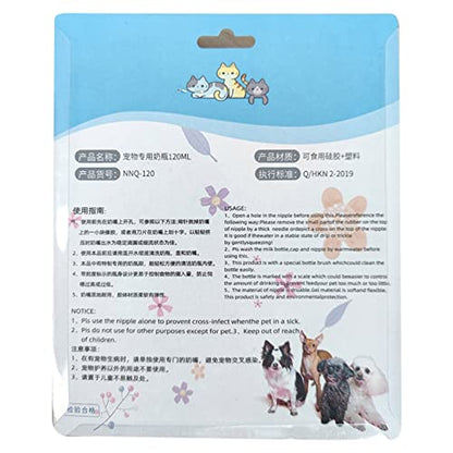 4 Pieces Pet Feeding Bottles Kit Newborn Small Animal Milk Bottle for Kitten Puppy Nursing Nipple Brush 4oz - color: Blue