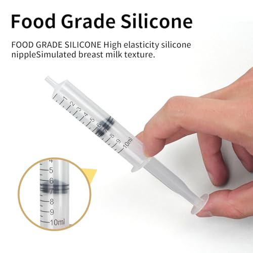 Pet Feeding Kit with Silicone Nipples and Syringes for Kittens, Puppies, Small Animals, 2 Nipples + 2 Syringes (2)