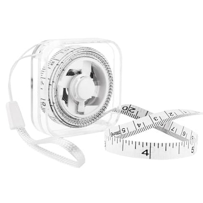 GDMINLO Square Transparent Soft Tape Measure, Dual-Scale 79inch/200cm for Body Measuring, Mini Tape Measure with Hand Strap for Tailoring, Sewing and Weight Tracking (White)