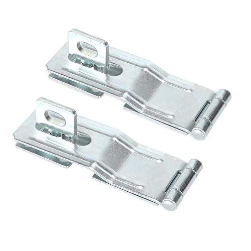 4-1/2" Swivel Staple Safety Hasps, Gate Door Hasp Latches Safety Packlock Clasp Locking with Twist Knob for Fence, Gate, Cabinet, in Zinc Plated, 2 Pack - color: Two Silver