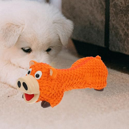 Dog Chew Pig Shape Latex Sturdy Teething for Puppies and Large Dogs Orange Interactive Pet for Teeth Grinding and Biting Training