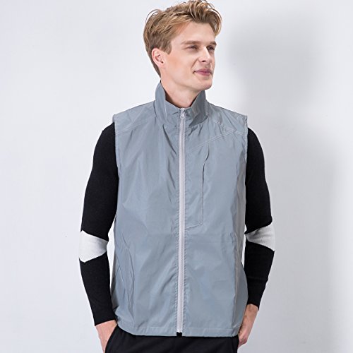 LZLRUN Reflective Vest Jacket Casual Hiphop Windbreaker Night Sporting Coat Hooded Fluorescent Clothing - size: Large