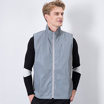 LZLRUN Reflective Vest Jacket Casual Hiphop Windbreaker Night Sporting Coat Hooded Fluorescent Clothing - size: Large