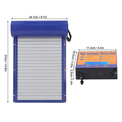 Automatic Chicken Coop Door, Solar Powered 2 Modes Chicken Door with Timer and HD LED Display, Programmable Iron Sheet Metal Auto On Off in The Morning and Evening Coop Door Opener