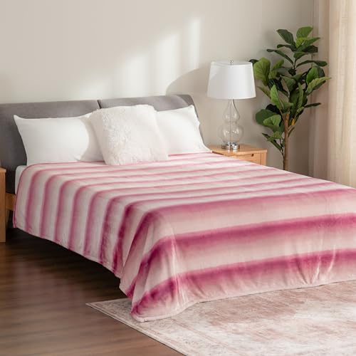 Berkshire Blanket-Classic Heavyweight Soft Printed VelvetLoft® Plush Blanket, Full/Queen Size Soft Fuzzy Warm Blanket for Couch Sofa Bed, Purple Pitch, 90in x 90in - color: Purple Pitch, size: Full/Queen