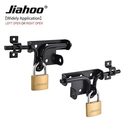 JIAHOO Door Lock Gate Latch, Heavy Duty Slide Bolt Door Lock with Brass Padlock & 3 Keys, Sliding Bolt Latch Hardware kit for Wooden Fence, Shed Door, PVC Fence, Barn Door - style: Slide Bolt Latch & Padlock