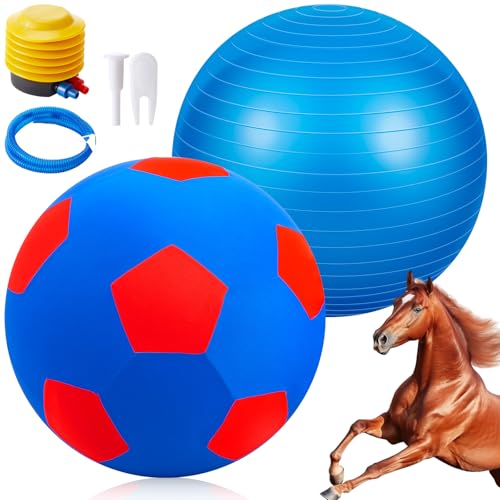 Giant 30 Inch Herding Ball with Ball Cover Anti Burst Please Watch VCR for How to Inflation Horse Toys for Horses Entertainment Play, Pump Included(Stylish, Blue) - color: Blue, size: 30 Inch, style: Stylish