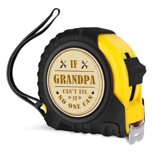 Fathers Day Christmas Birthday Gift for Grandfather | If Grandpa Engraved Tape Measure 25 FT Tool Woodworker Carpenter Gifts for Handicraft Enthusiasts Grandpa - color: If Grandpa