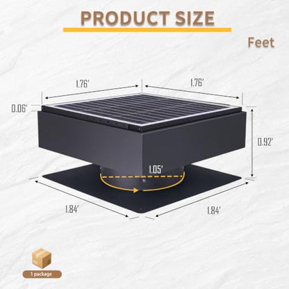 Solar Roof Vent Fan, 60W Dual Power Attic Fan with Thermostat &,A2 | 60W monocrystalline solar panel, dual power backup, 3-speed remote & 25°C auto-start, 2500m³/h high airflow, quiet <45dB - color: A2