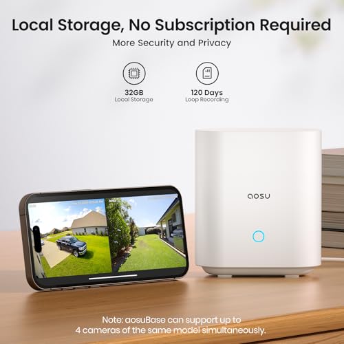 aosu Security Cameras Wireless Outdoor Home System, True 2K HD Night Vision, No Subscription Required, Long Battery Life, 166° Wide View, Spotlight & Siren Alarm, Motion Alert, Support 2.4 & 5GHz WiFi - style: 2-Cam-Kit